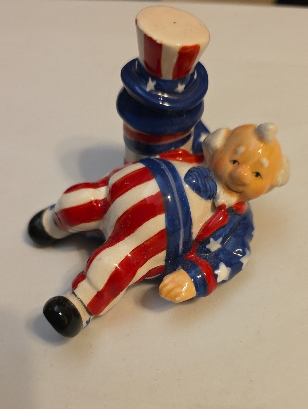 Source Unknown Patriotic Uncle Sam Ceramic Figurine - Red, White & Blue